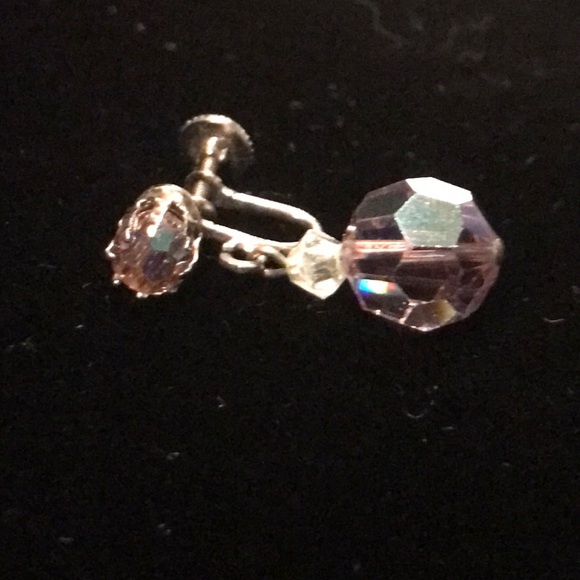 Vintage iridescent drop earrings screw-on clips - Picture 4 of 6